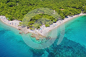 Punta Rata beach with azure sea in Brela, Dalmatia, Croatia