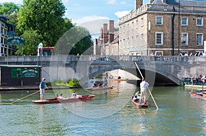 Punting on cam, Cambridge, England, UK