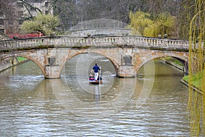 Punting on the river Cam in Cambridge, England