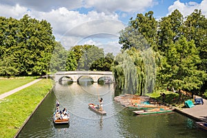 Punts in front of Trinity Bridge