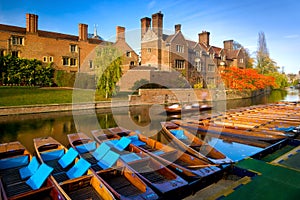 Punts on the River Cam in Cambridge, England