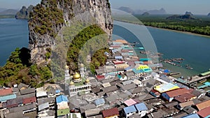 Punyi island, Ko Panyi or Koh Panyee, Muslim fisherman village landmark attractions travel by boat at Ao Phang Nga Bay