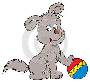 Pup and ball (vector clip-art)