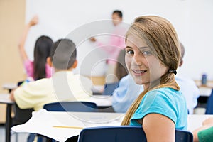 Pupil in elementary school classroom