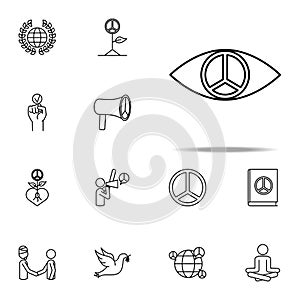 pupil of peace sign icon. human rights icons universal set for web and mobile