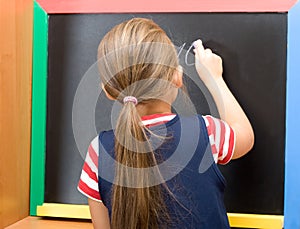 Pupil wrote in chalk on a blackboard ten digit