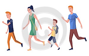 Pupils evacuation from school building flat color vector illustration. Students and staff emergency leaving. Kids