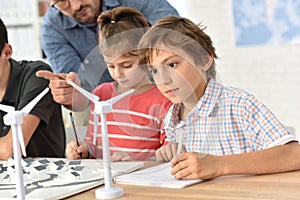 Pupils learning about wind energy