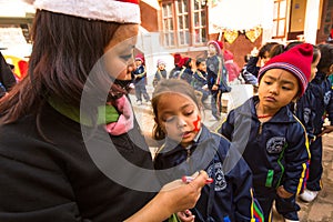 Pupils during lesson in primary school, Dec 22, 2013 in Kathmandu, Nepal.