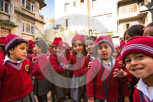 Pupils during lesson in primary school, in Kathmandu, Nepal.