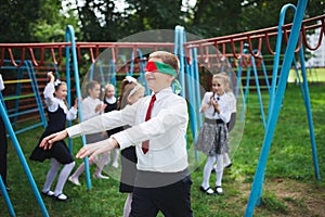 Pupils playing on the break outdoors