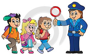 Pupils and policeman image 1