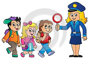 Pupils and policewoman image 1