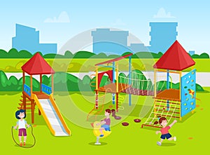 Pupils on School Playground, Classmates Vector