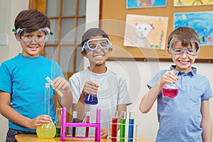 Pupils at science lesson in classroom