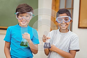 Pupils at science lesson in classroom