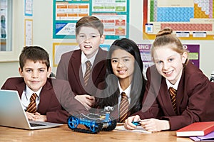 Pupils In Science Lesson Studying Robotics