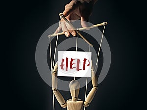 Puppet with a banner