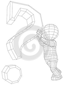 Puppet 3d man holding question sign