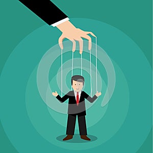 Puppeted president in flat vector cartoon