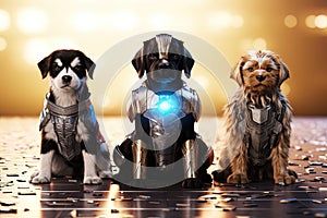 Puppies dressed as the superheroes.