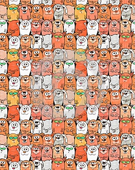 Puppies and kittens cartoon vector background