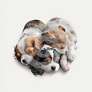 puppy cute dogs sleeping sleep clear white background , generated by AI