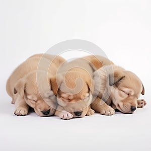 puppy cute dogs sleeping sleep clear white background , generated by AI