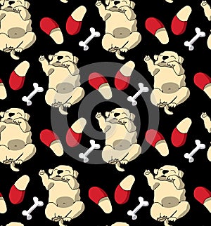 Puppy cute rest sleep relax seamless pattern dark wallpaper.