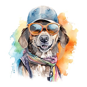 Puppy dog watercolor illustration