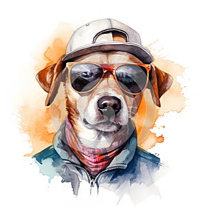 Puppy dog watercolor illustration