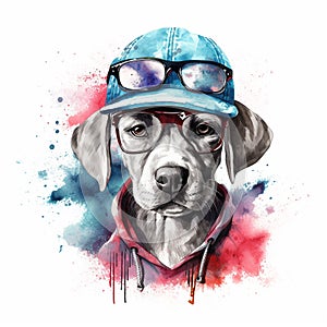 Puppy dog watercolor illustration