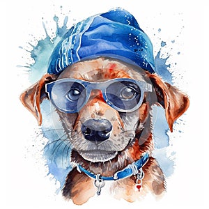 Puppy dog watercolor illustration