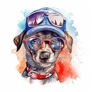 Puppy dog watercolor illustration