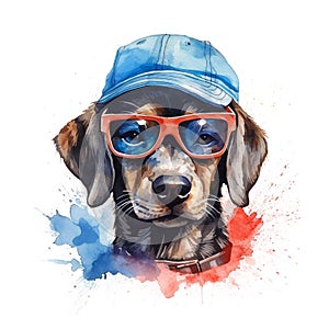 Puppy dog watercolor illustration