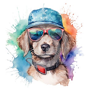 Puppy dog watercolor illustration