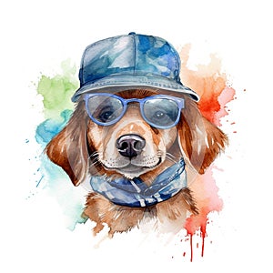 Puppy dog watercolor illustration