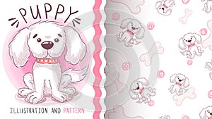 Puppy dog woof - seamless pattern