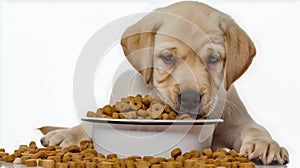 Puppy Enjoying Meal Time. Generative ai