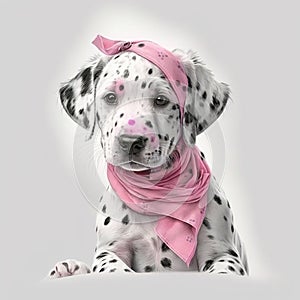 Puppy Fashionista: Dalmatian in a Stylish Headband Bandana AI Generated