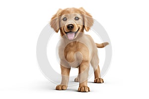 a puppy Golden Retriever dog isolated on white background. Generative ai