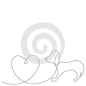 Puppy love heart, vector illlustration