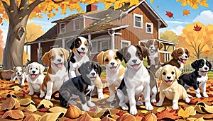 Puppy pet family dog pups family portrait