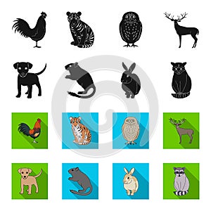 Puppy, rodent, rabbit and other animal species.Animals set collection icons in black,flet style vector symbol stock