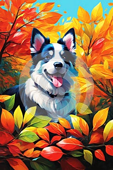 Puppy\'s Fall Frolic: Adorable Canine Amidst Autumn Colors