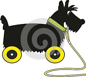 Puppy scotch terrier - toy on wheels