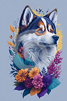 Puppy Siberian Husky face in designed for art and painting.