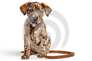 Puppy on white background Ai photo