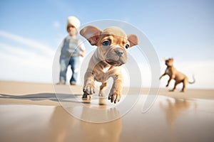 puppys first steps in sand