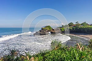 Pura Batu Balong Temple on Segara Batu Balong Beach, Ubud, Bali, Indonesia or Temple with a hole in the stone
